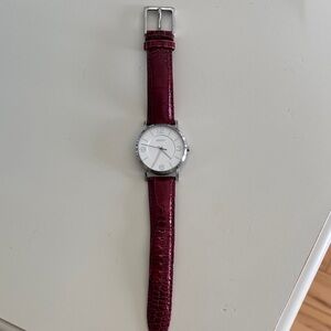 DKNY Maroon Leather Strap Watch